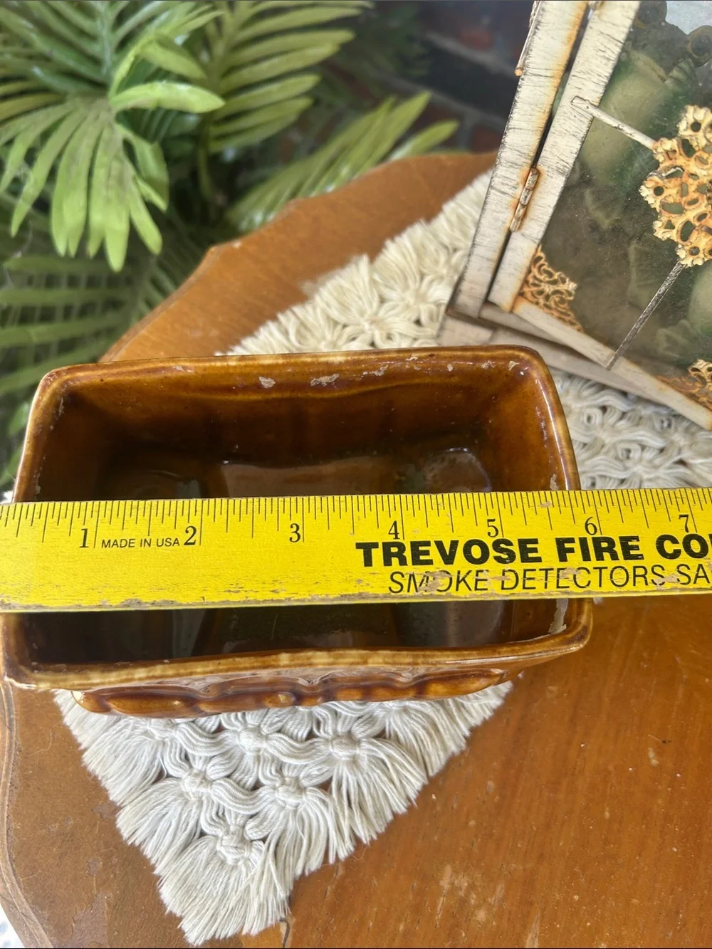 Vintage Amber Brown Drip Glazed Ceramic Planter